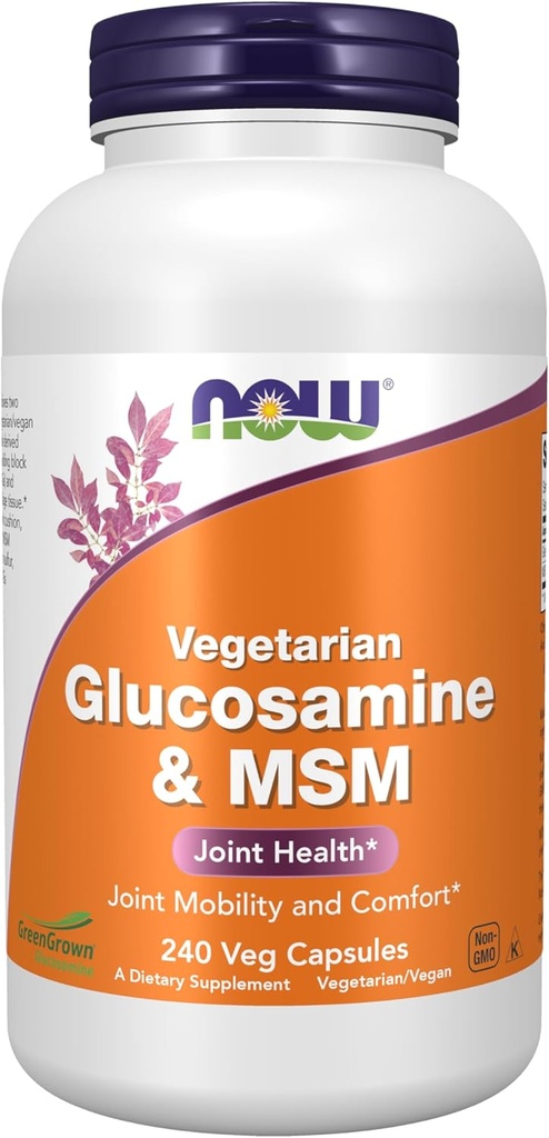 Nyní Potraviny doplňky, Glucosamine & MSM (GreenGrown ® Glucosamine), Vegetariánské, 240 Veg Kapsle