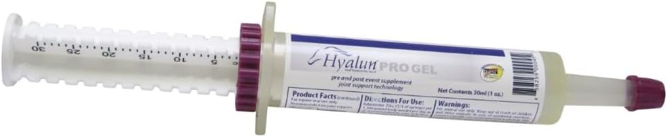 Hyalogic Hyalun PRO Gel - Hyaluronic Acid Horse Joint Supplement - Pre & Post Event Booster - 30cc Equine Syringe Oral - 3 plné správy Hyalun 100mg Čistá Hyaluronic Acid (HA)