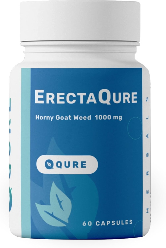 ErectaQure Horny Kozí Tráva pro muže - Muž Vylepšení dodatek pro zvýšení mužského pohonu - Tongkat Ali, Ginseng Root & Superoxide Anions - 60 Kapsle gluten- zdarma