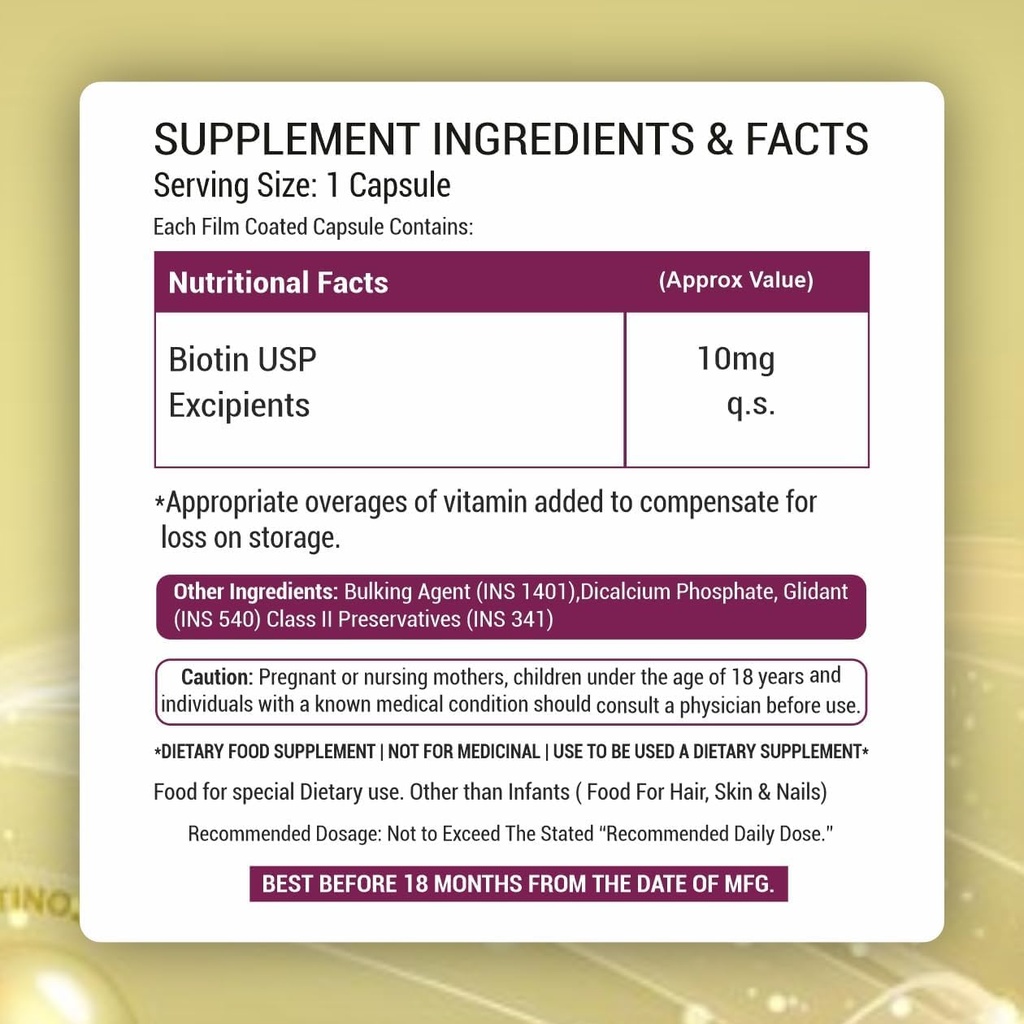 Přídavná kapsle na bázi biotinu s DHT blokátory, Omega & Biotin, podporuje Keratin Syntéza 124; pro silnější vlasy, kůže a nehty - 90 Veg Kapsle