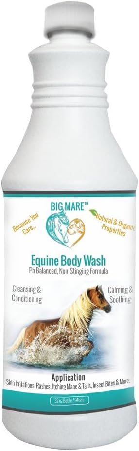 Big Mare Horse Medicated Body Wash 124; Klinicky osvědčená účinnost pro Girth Itch, škrábance, podpatky, Rain Rot, suché, podrážděné kůže a vlasy ztráty 124; Veterinární schválené & Doporučené 32 oz láhev