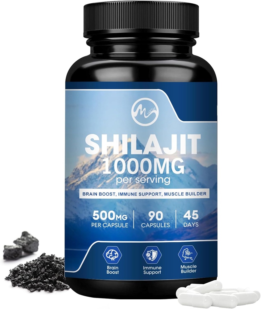Shilajit Dodatek, Shilajit Kapsle s Fulvic Acid pro muže a ženy, Shilajit s 85 + Stopové minerály pro energii, výkon a imunitní zdraví
