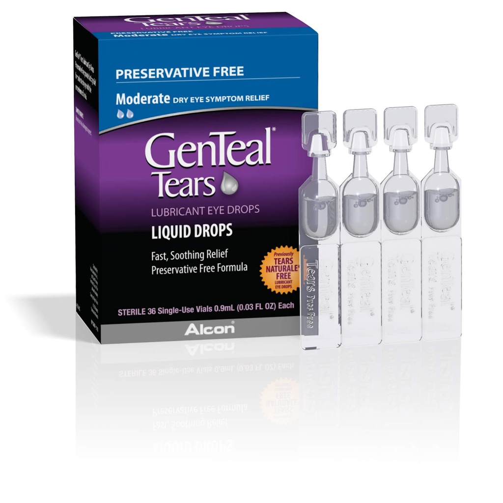 GenTeal Tears Lubricant Eye Drops, Středně tekuté Drops, Jednorázové lahvičky, 1 balení po 36 ct, 0, 03 Fl Oz