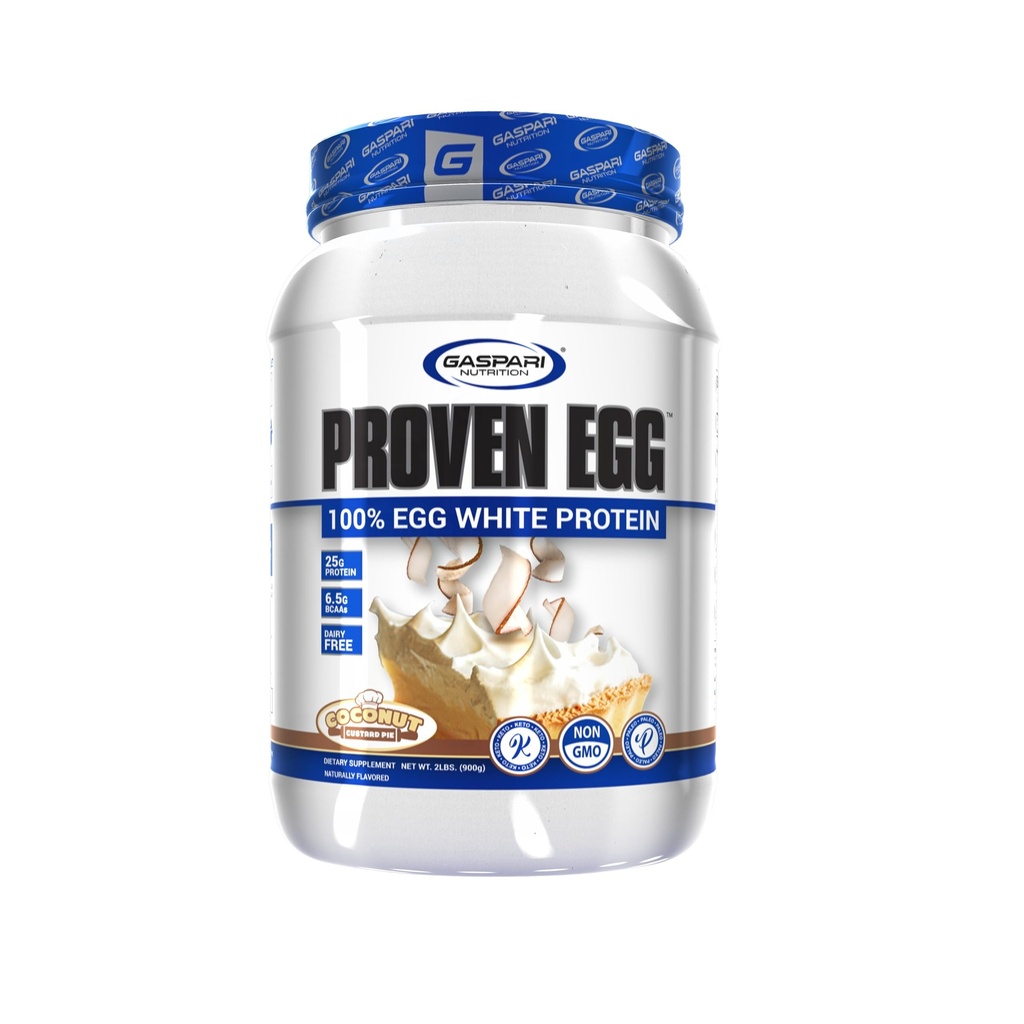 Gaspari Nutrition Proven Vejce, 100% vaječný bílý protein, 25g protein, Keto Friendly, mléčná a laktóza zdarma, Soy Free (2 kg, kokosové Custard)