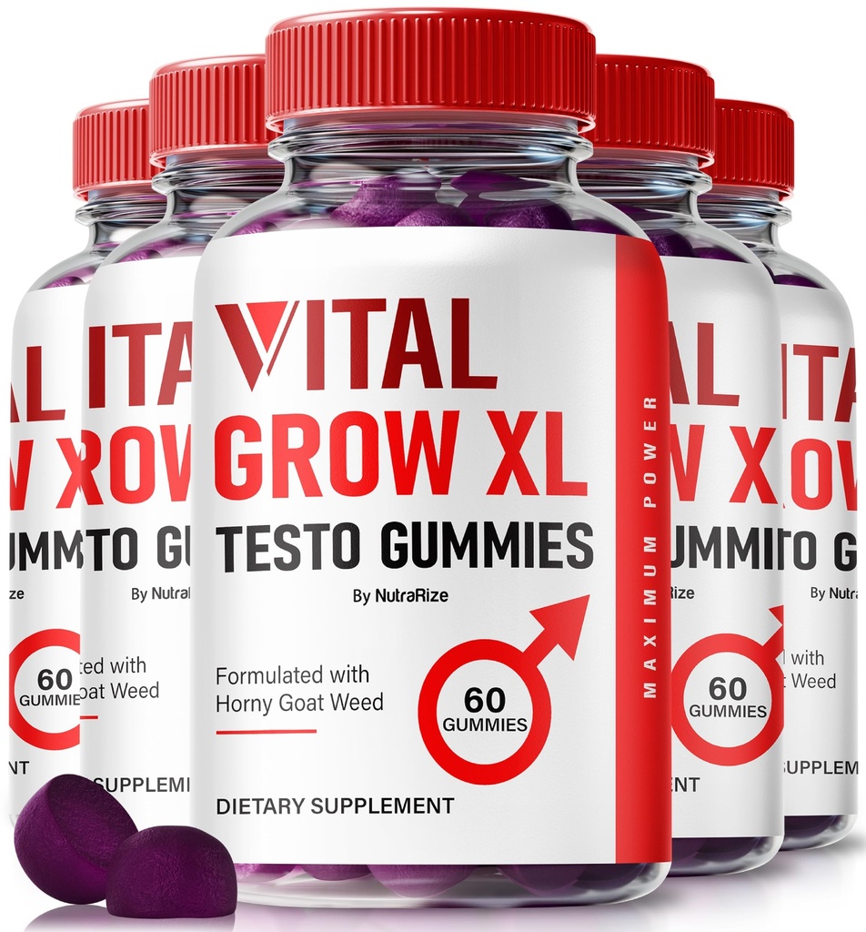 NutraRize (Balení 5 Vital Grow XL, Oficiální Vital Grow XL Testo Gummies pro muže, Boost Stamina a jistota Gummy pro Mens, Vital GrowXL Mužské podpory Gomitas (300 Gummies)