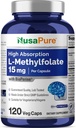 NusaPure L Methylfolát 15 mg, 120 Veggie Kapsle, Bioperin