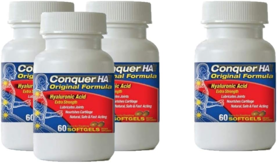 Original Form Hyaluronic Acid Pack of 4, Improst Mobility, Flexibility - 60 softgel Caps