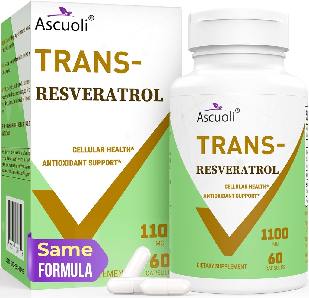 Ultra čistota Trans- Resveratrol 1100mg, 3-in-1 Advanced Formule Organic Resveratrol Dodatek, Max Antioxidant, Anti- Aging, Skin Health, lmmune & Energy, 1 Pack