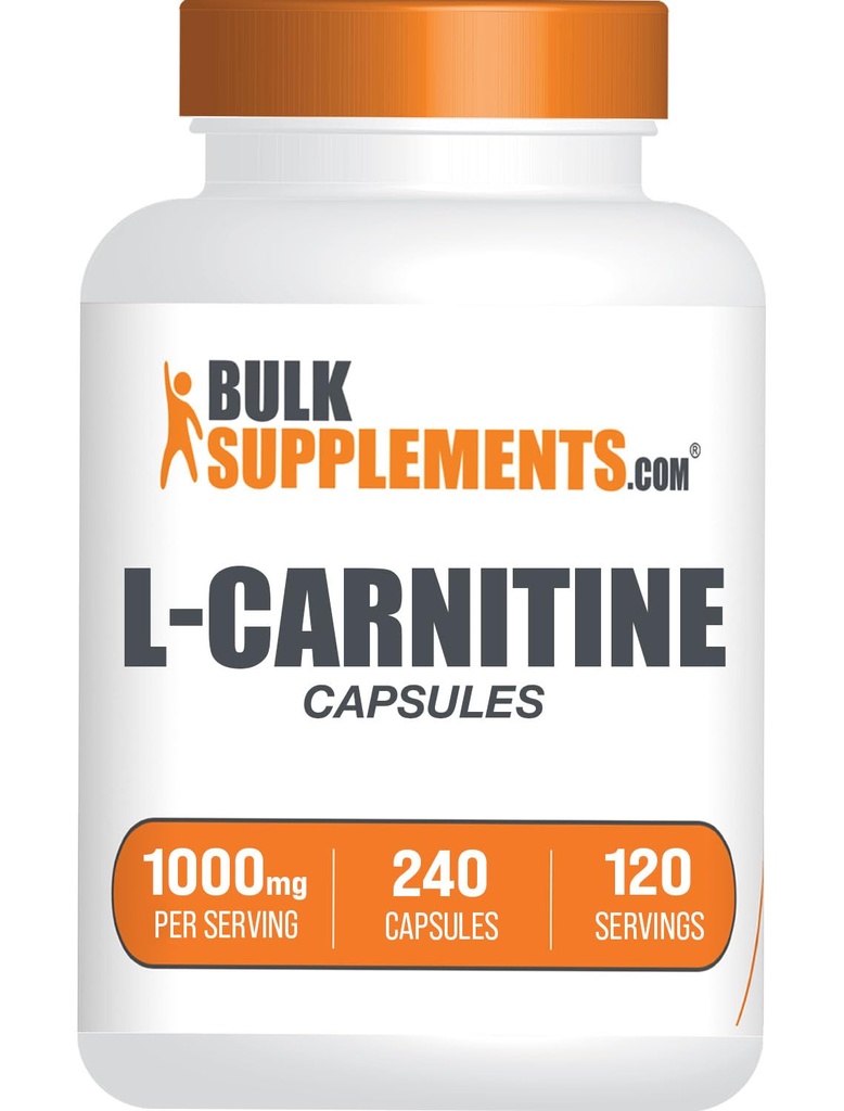 BulkSupplements.com L- Carnitin 1000mg Kapsle - Carnitin Supplement, Amino Acid Supplement - Lepek zdarma, 2 Kapsle per Serving (1000mg), 240 Počet (Balení po 1)
