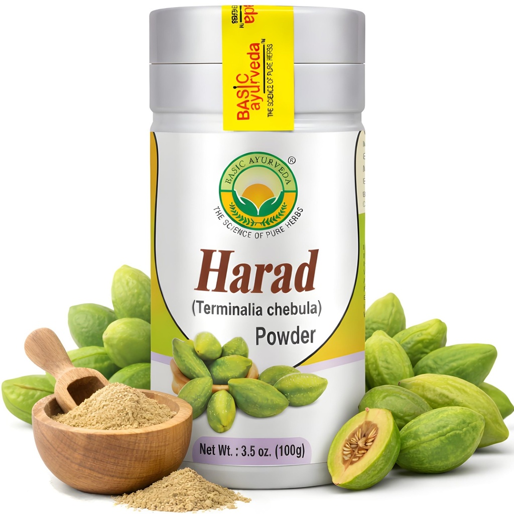 BASIC AYURVEDA Haritaki Powder 124; 3.53 Oz (100g) OF 124; Organic Harad Powder for Health Digestion Obr124; Natural Terminalia Chebula