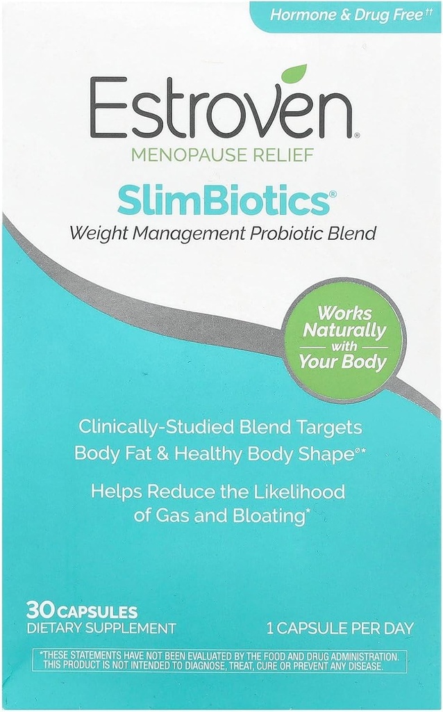 Estroven SlimBiotics, Weight Management Menopauza Doplňky pro ženy, 30 Kapsle, B Vitamíny na podporu Metabolické zdraví, Probiotika pro stravitelné zdraví poskytnout plyn & Bloating pomoc