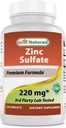 Nejlepší Naturals Zinek Sulfát 220 mg 120 Tablet - 3. strana Lab Tested - Made in The USA - Gluten Free & Non- GMO