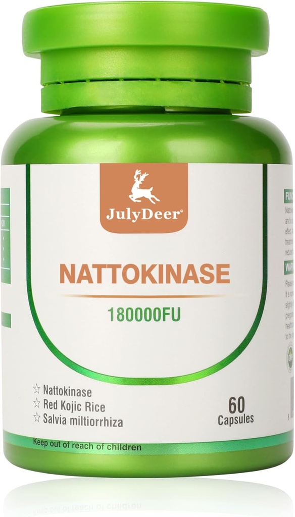 Nattokináza Doplňky 180, 000FU Celá lahvička 60 Kapsle, 6, 000FU 2 Kapsle Denní nutriční doplňky Systémové enzymy Vegetariánské Friendly pro kardiovaskulární a cirkulační podporu