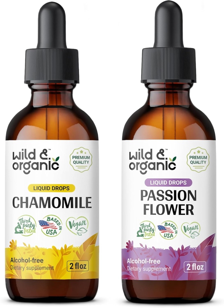 Wild & Organic Heřmánek Tincture 2 fl oz & Passionflower Tincture 2 fl oz