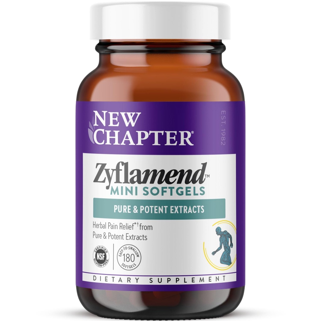 Nová kapitola Zyflpend ™ Mini Softgels, Multi- Herbal Pain Reliever + Joint Supplement, 10- in-1 Superfood Blend s Ginger & Turmeric pro zdravé záněty reakce, Mini měkké gely, 180 Počet