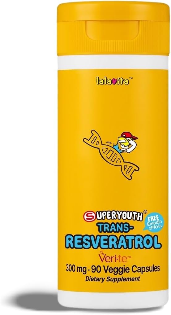 SuperYouth Trans- Resveratrol 300mg 90 Veggie Kapsle - (90 Day) Květen Pomáhá celkové zdraví, Made Through Yeast fermentace