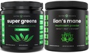 NutraChamps Super Green Neochucené & Lion je hříva prášek. Zelená & Adaptogen Bundle