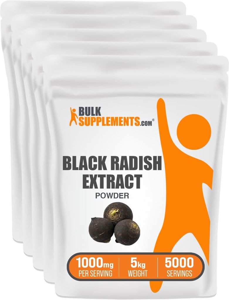 BulkSupplements.com Black Radish Extract Powder - Podpora jater - Španělský Black Radish Extract - Dodatek pro játra - Bylinné doplňky pro játra a stravovací zdraví (5 Kilogramů - 11 liber)