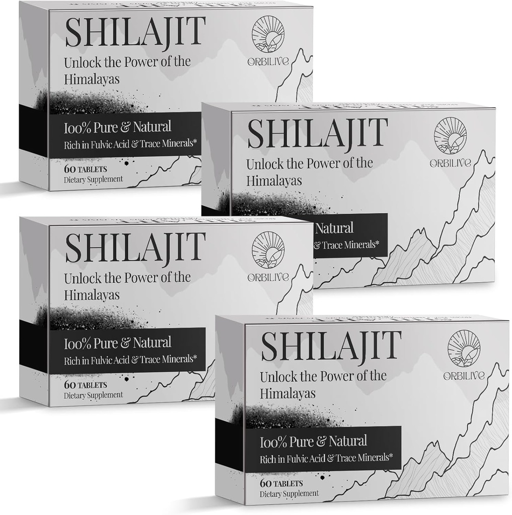 30 000 MG Shilajit Tablety, 100% Shilajit Pure, Himalayan Organic, Shilajit pro muže a ženy bohaté na Fulvic Acid & 85 + Stopové minerály, Shilajit dodatek pro energetický a imunitní systém, 240 Počet