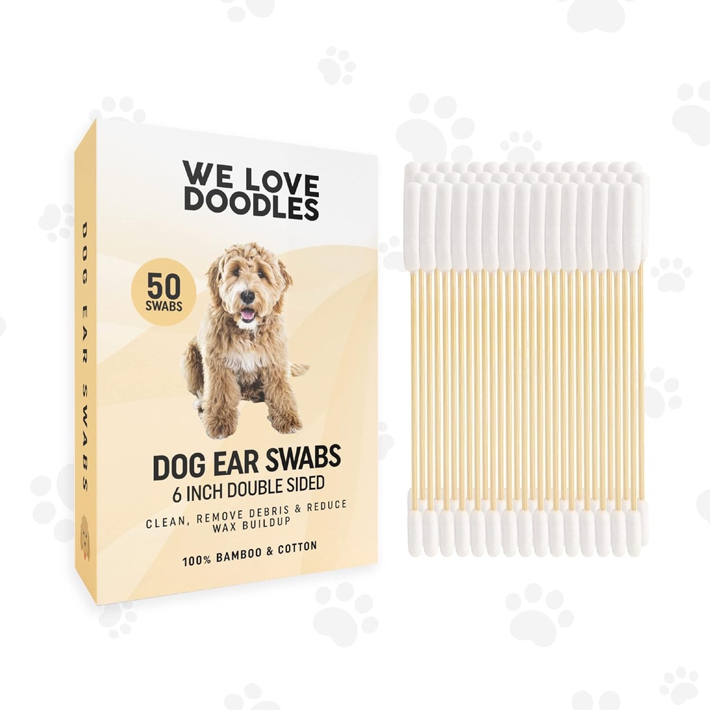Milujeme Doodles Dlouhé Cotton Dog Ušní Swabs 124; Double Sided Qtips pro psy 124; Large Wooden Cleaner Balls Tool 124; Q Tips Swab to Flush Puppy Uars 124; Clean Wood Buds for Pet Uars 124; Wipes Solution Q-Tips