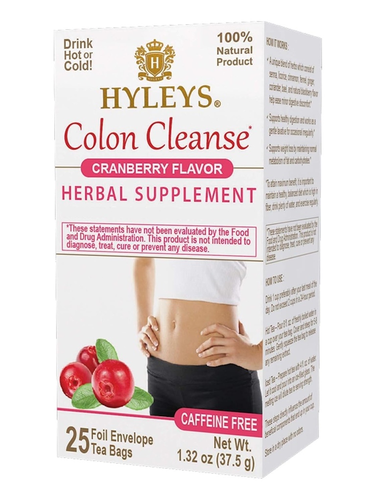 Hyleys Colon Cleanse Tea Cranberry Flavor - 25 čajových sáčků (1 balení)