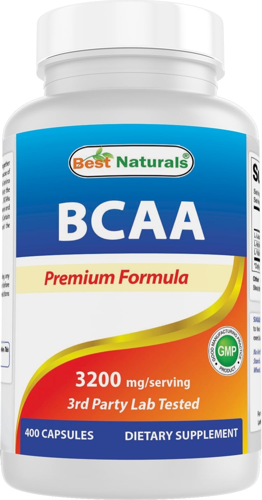 Nejlepší Naturals BCAA Branch Chain Amino Acid, 3200mg per Serving, 400 Kapsle - Farmaceutický stupeň - 100% čistý Instantized Formule 124; Pre / Post cvičení Bodybuilding Dodatek 124; Zvýšení svalové růstu