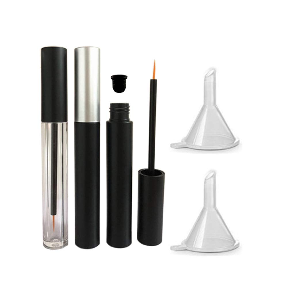 3 Kusy 5ml Prázdné řasy Tubes Refillable Eylash Růst Liquid Lahvička Plastic Eylainer Lahvičky s kartáčem Eylash Růst Oil Mascara Tube pro kosmetika Přijďte s 2 Mini Palstic Funnels
