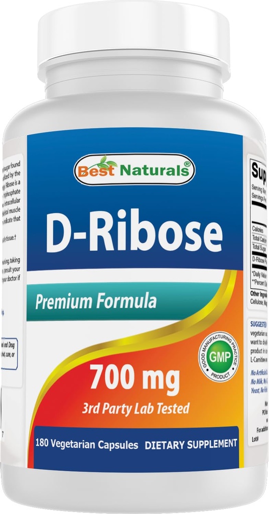 D-Ribose 700mg 180 Vcaps - Natural ATP Energy Production - Vyrobeno v USA na základě GMP Certified Facility a třetí strana Tested for Purity. Zaručeně!