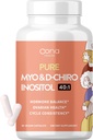 Vegan Myo-Inositol & D-Chiro Inositol dodatek pro ženy - PCOS Relief, Hormonální bilance, Ovariální podpora, Ovulation Supplement - Ideální poměr 40: 1-90 Cap - Plodnost doplňky pro ženy