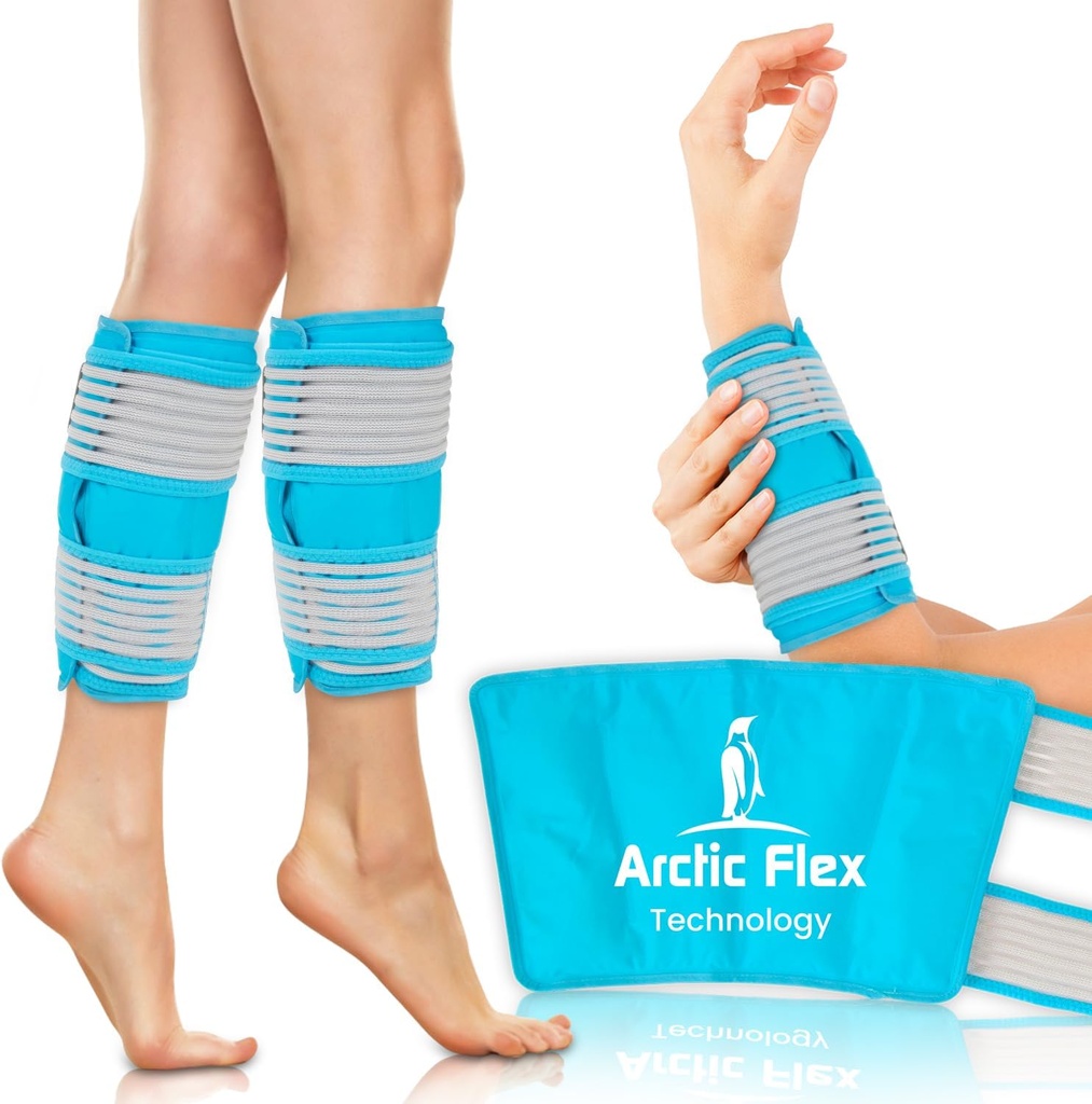 Vive Calf & Shin Ice Pack Wrap (Pair) - Extra síla Hot & Cold Terapie pro Shin Spints & Leg Pain - Nastavitelné kompresní pásky k pobytu na místě - flexibilní, když zmrazí s 30 + zápis studené