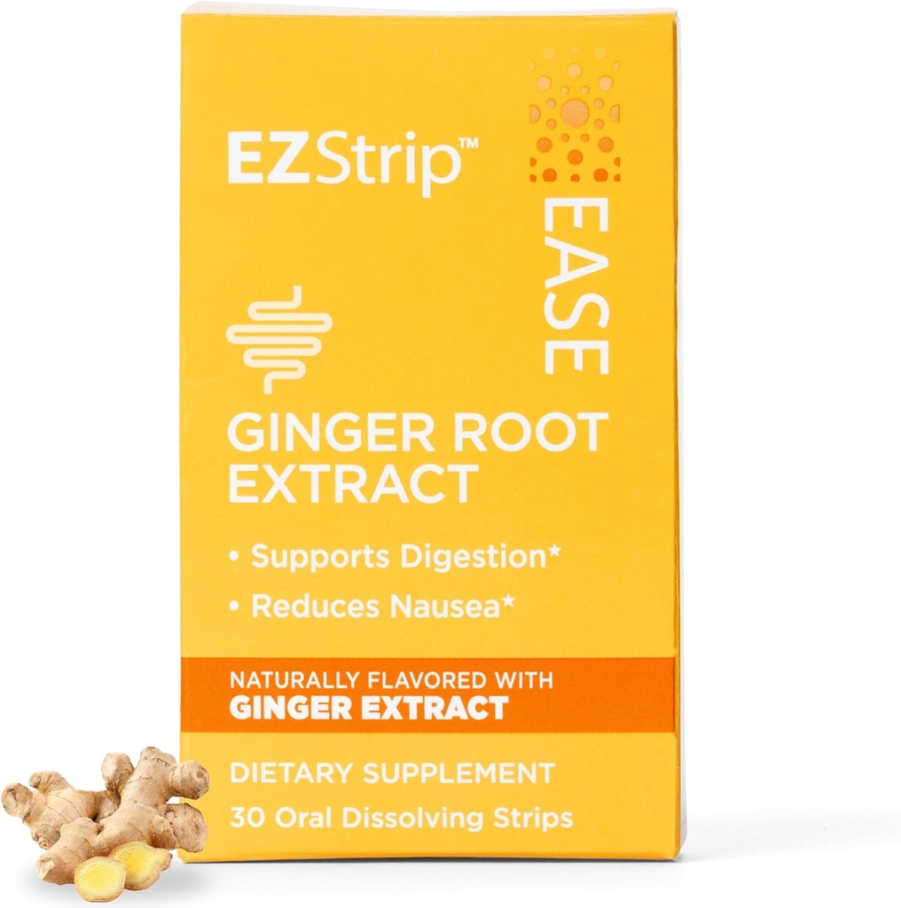 Úzký dodatek - Ginger Flavor, 30 Počet - Rozpouštění pruhy s Ginger Root Pomoc Podpora Nausea Relief, Ranní a Motion Nemoci, a Digestion - Vyrobeno v USA, Cukr a gluten-Free