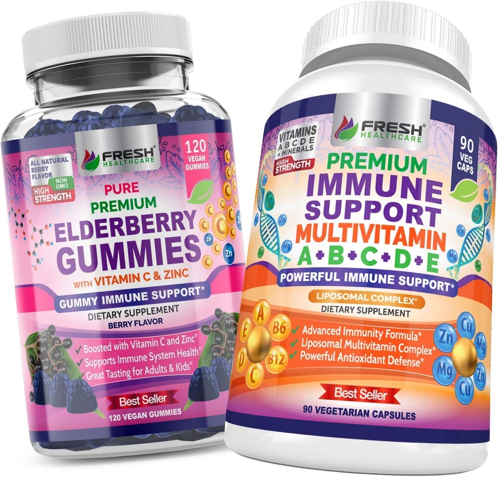 FRESH ZDRAVOTNÍ PÉČE Elderberry Gummies a Imunitní multivitamin - Bundle
