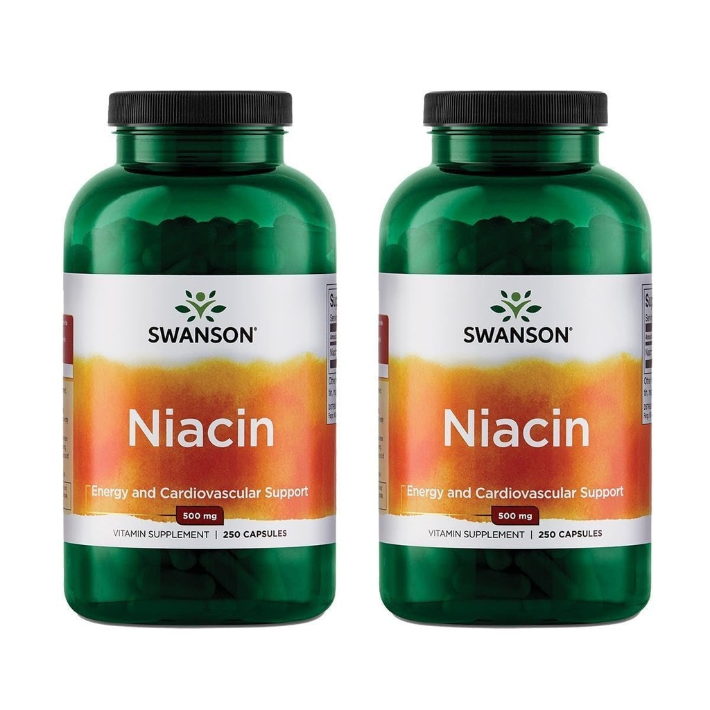 Swanson Niacin (B3) Kardio Health Support Karbohydrát Metabolismus 500 miligramů 250 tobolek (2 balení)