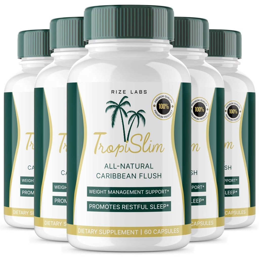 (Úřední 5 Pack) Tropislim, Tropislim Všechny přírodní Karibik Flush, Úbytek hmotnosti, Tropislim hubnutí Kapsle pro ženy, Zdravý životní styl + Leaner Physique, Tropické Recenze (300 Kapsle)