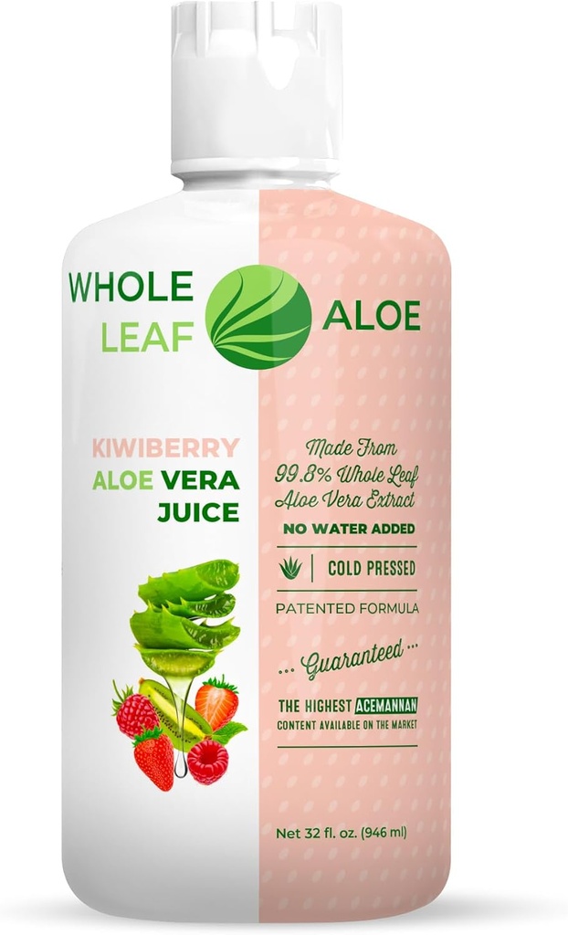 Odemknout sílu celého Leaf Aloe Vera - Infused s Delicious Chuť Kiwi Berry. Náš patentovaný vzorec se může pochlubit nejvyšší koncentrace acemannan k dispozici, Garantované. Bez vody.