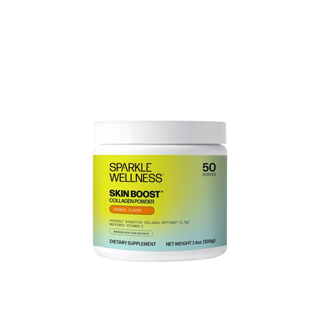 Sparkle Wellness VERISOL Bioactive Hydrolyzed Kolagen Peptidy 124; Kolagen prášek dodatek s vitamínem C pro pleť, vlasy a nehty zdraví 124; Kožní boost (Orange) [50- Slouží]