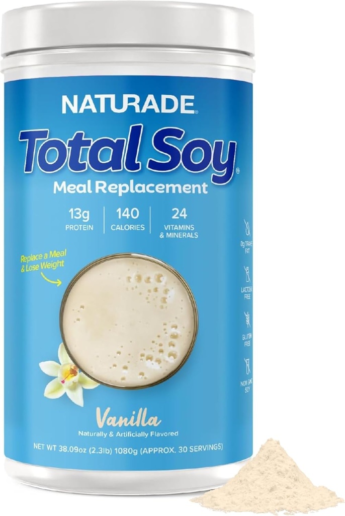 Naturade Total Soy Protein Powder - 13g Protein & 130 Calories per Serving - Zero Trans Fat - Non- GMO Soy - Laktosa & gluten Free - Vanilla (30 Servings)