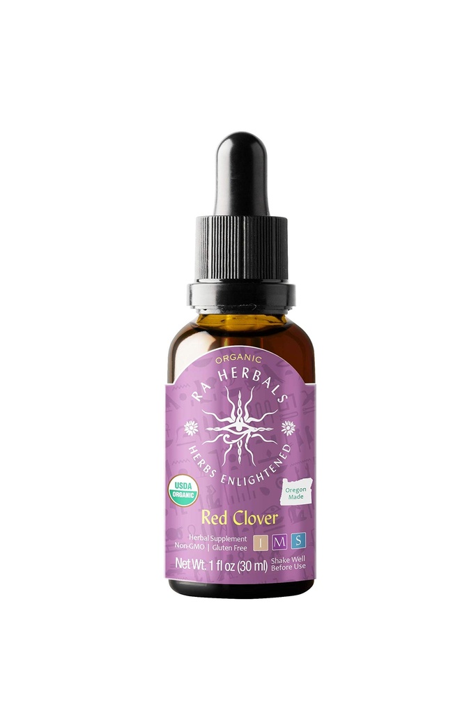 Ra Herbals Organic Red Clover Liquid Extract - Menopauza Support - 1 fl oz