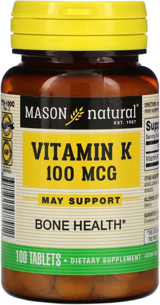 Mason Vitamíny Vitamin K 100 mcg tablety, 100- Počet lahví