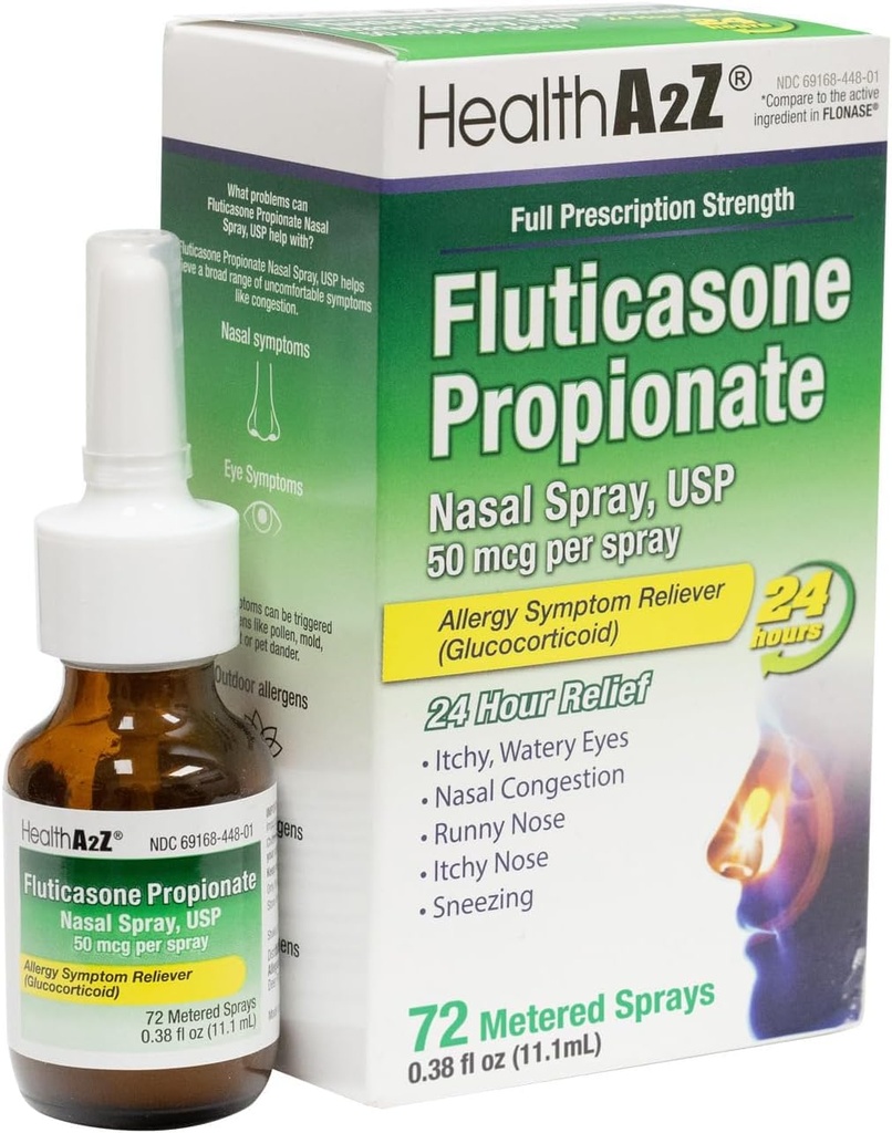 HealthA2Z ® Flutikason- Propionát Nasal Spray 124; 50 mcg per Spray Spray 124; 24 Hodin Alergie Relief 124; 72 Sprays Spray 124; 0, 38 fl oz. (11, 1ml) Př