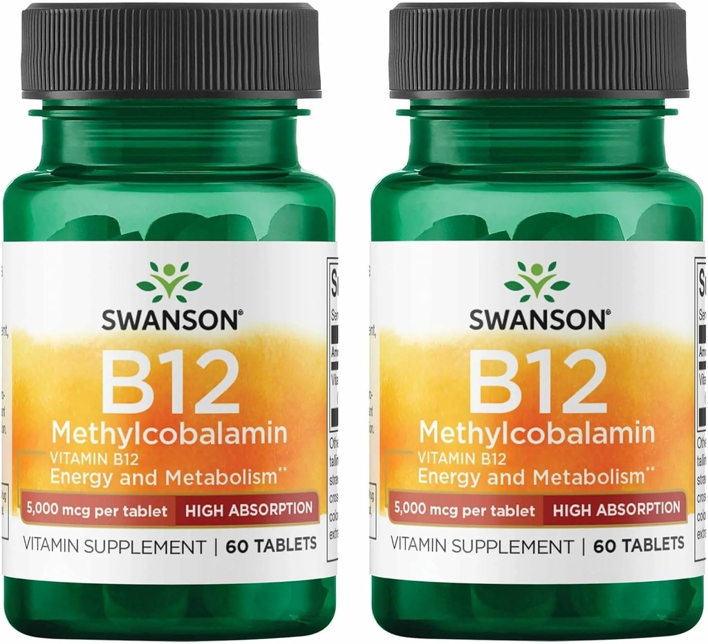 Swanson Vitamin B- 12 Metylkobalamin High Absorpce 5000 mcg 60 Tabs (2 balení)