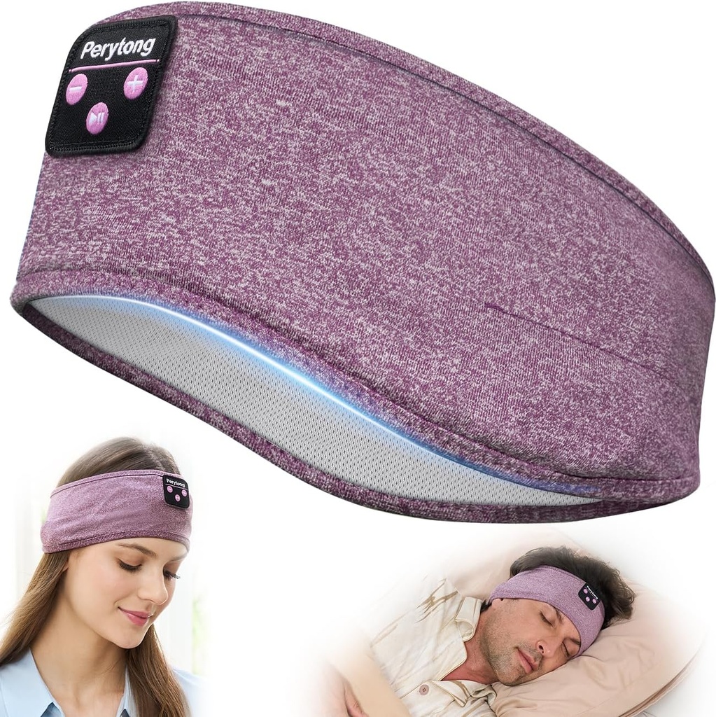 Perytong Spánek Sluchátka Bluetooth Čelenka, Sluchátka pro spánek, Běhání, Jóga, Fitness, Cestování, Meditace, Vhodné pro boční spáče, Dárek pro muže Ženy, Tech Gadgets