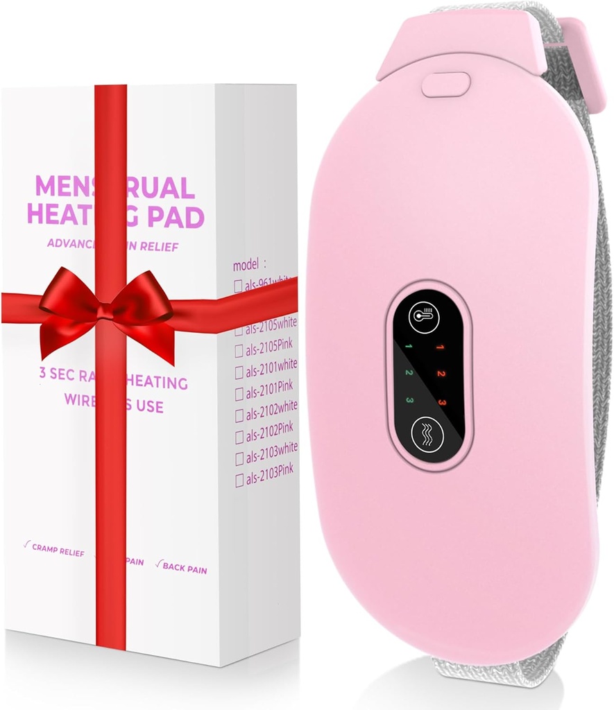 Vytápění Pads, Glyduny období Křehké Masáž Přenosný Bezšňůrový Vyhřívací Pad s 6 Teplo Levels a 6 Masážní Mode pro bolest zad Menstruační Vyhřívání Pad (růžová)