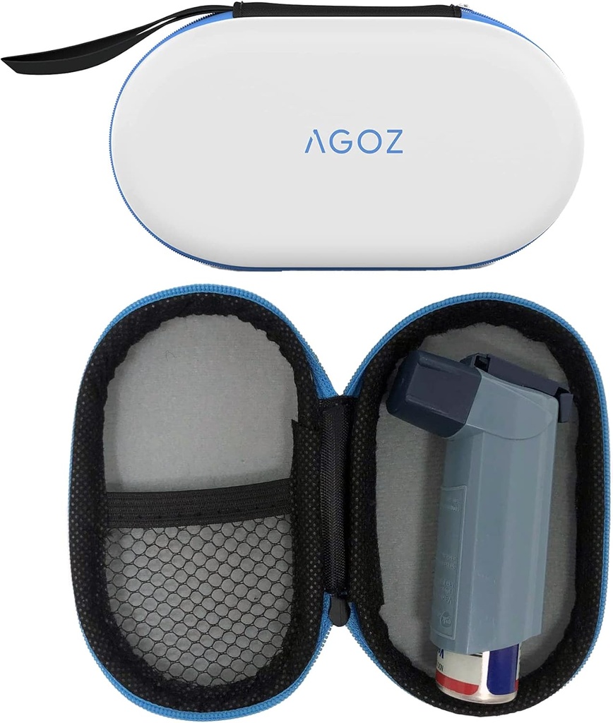 AGOZ ASTHMA Inhaler Medicine Cestovní taška Pouzdro pro děti a dospělé - Ochranné lékařské Pouch Držák Kryt se Zipper Closure a Wrist popruh (White)