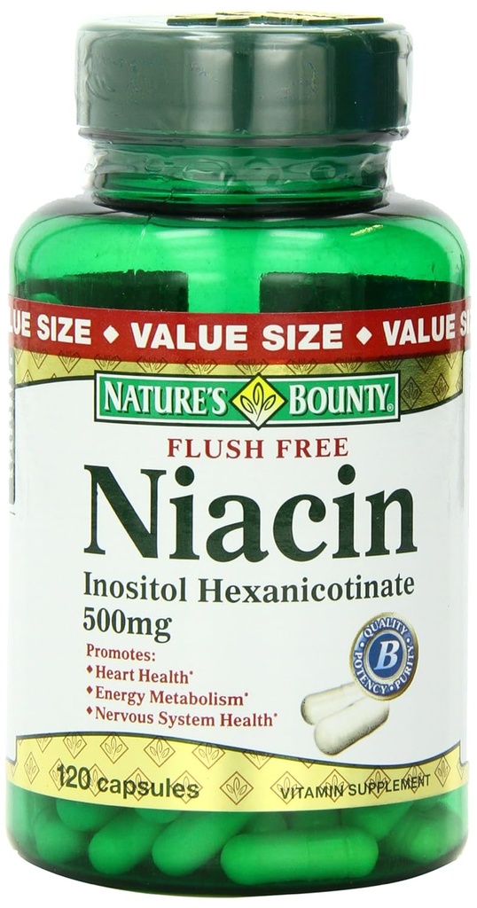 Příroda je Bounty Flush zdarma Niacin 500 mg, 120 Počet