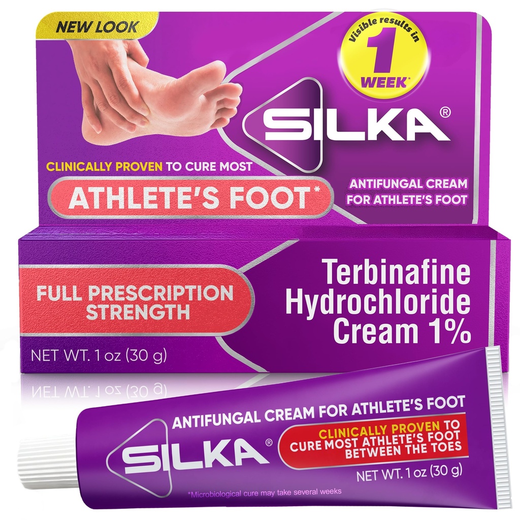 SILKA Anti- Fungal Cream, Clinical Anti- Fungus Foot Treatment, Jock Itch & Ringworm Remedy, Maximální síla, Fast- acting Relief from Stching & Burning, 1 Oz