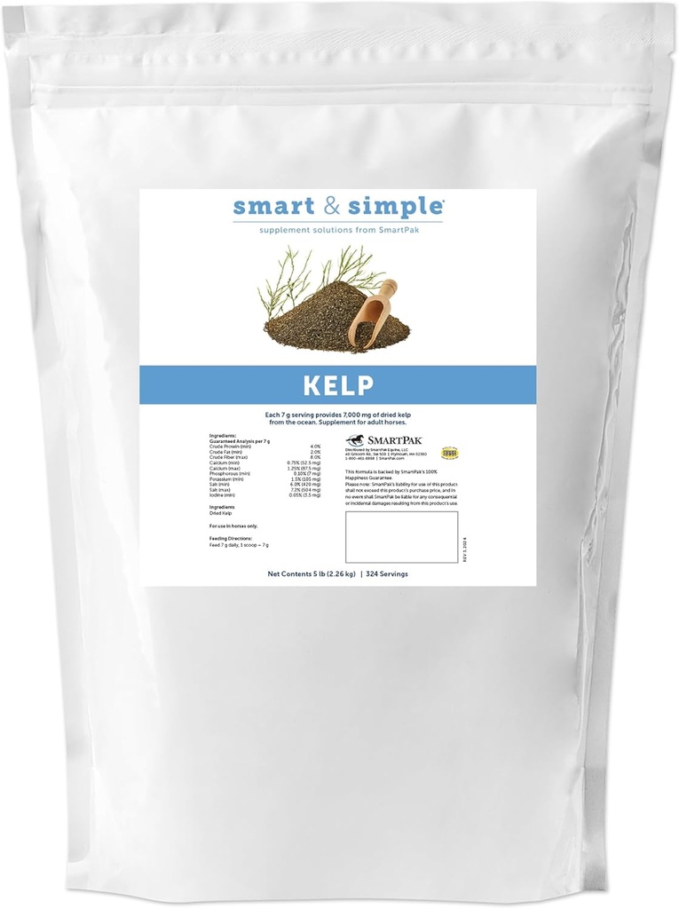 Inteligentní a jednoduché Kelp jídlo pro koně 124; Seaweed Vitamin a minerální doplněk pro koně 124; Poskytuje vápník, fosfor, draslík a další 124; 324 Servings 124; 5lb