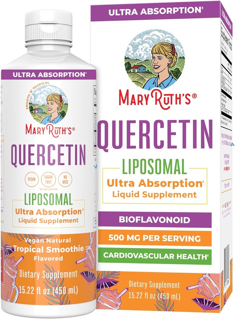 MaryRuth Organics Quercetin curcetin 124; Sugar Free Cr124; Liquid Quercetin 500mg Imunitary Support for Dospělí Cr124; Inflective Supplementary Cr124; Imunitary Defence Cr124; Cellular Health Cr124; Vegan Cr124; Non- GMO Cr124; Gluten Free Cr124; 15.22 Fl Oz