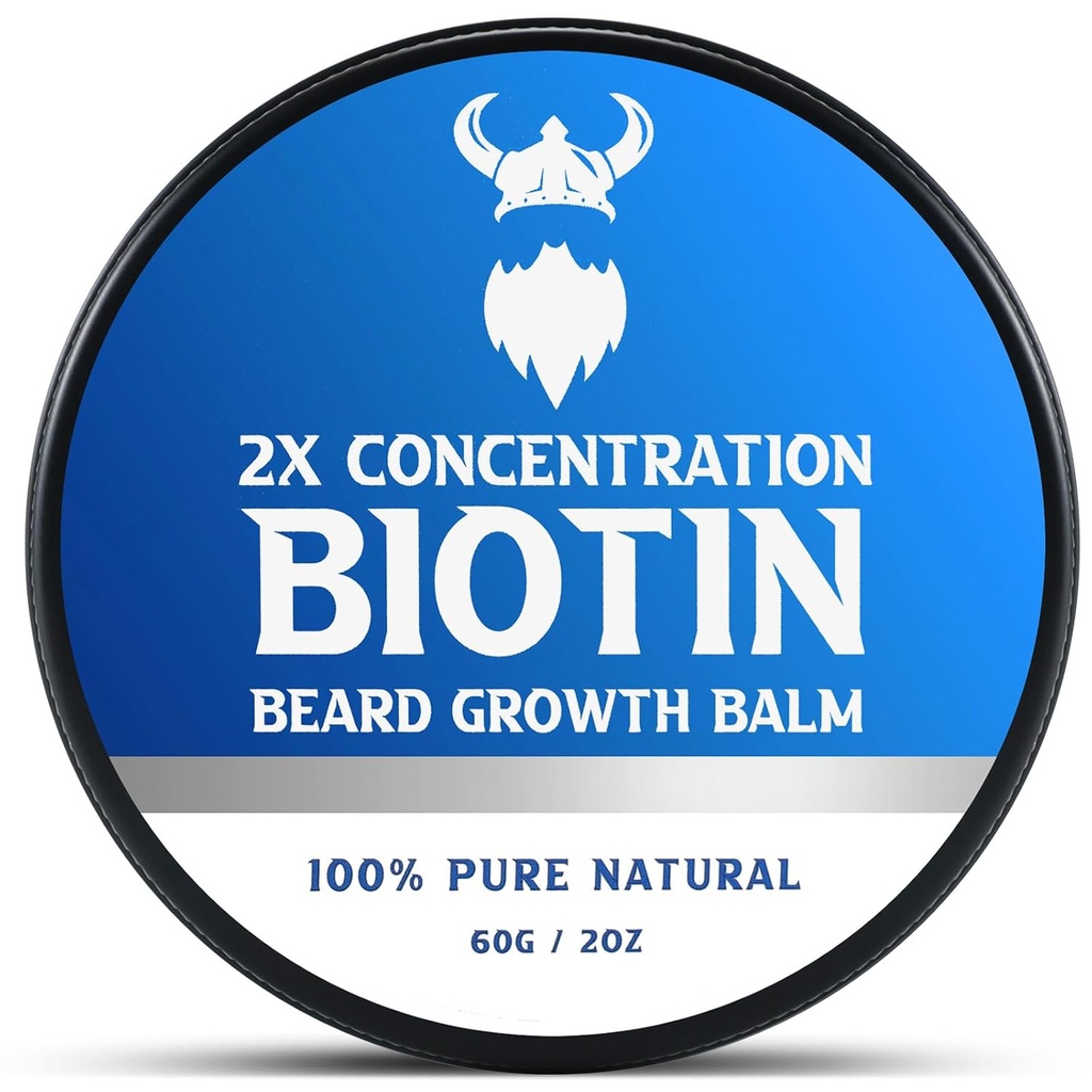 Biotinový balzám pro muže a klimatizující vosk - vyrobený z přírodní a organické přísady Castor Oil - Hydrates & Thickens Facial Hair Growth - 2 Ounce Tin