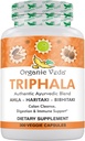 Organic Veda Triphala Powder 300 Kapsle, 1000mg - Organic Triphala Supplement for Colon Cleanse, Imunity, Gut & Digestion Health - Celkově zelená antioxidanty Amla, Haritaki & Bibhitaki - Veganské pilulky